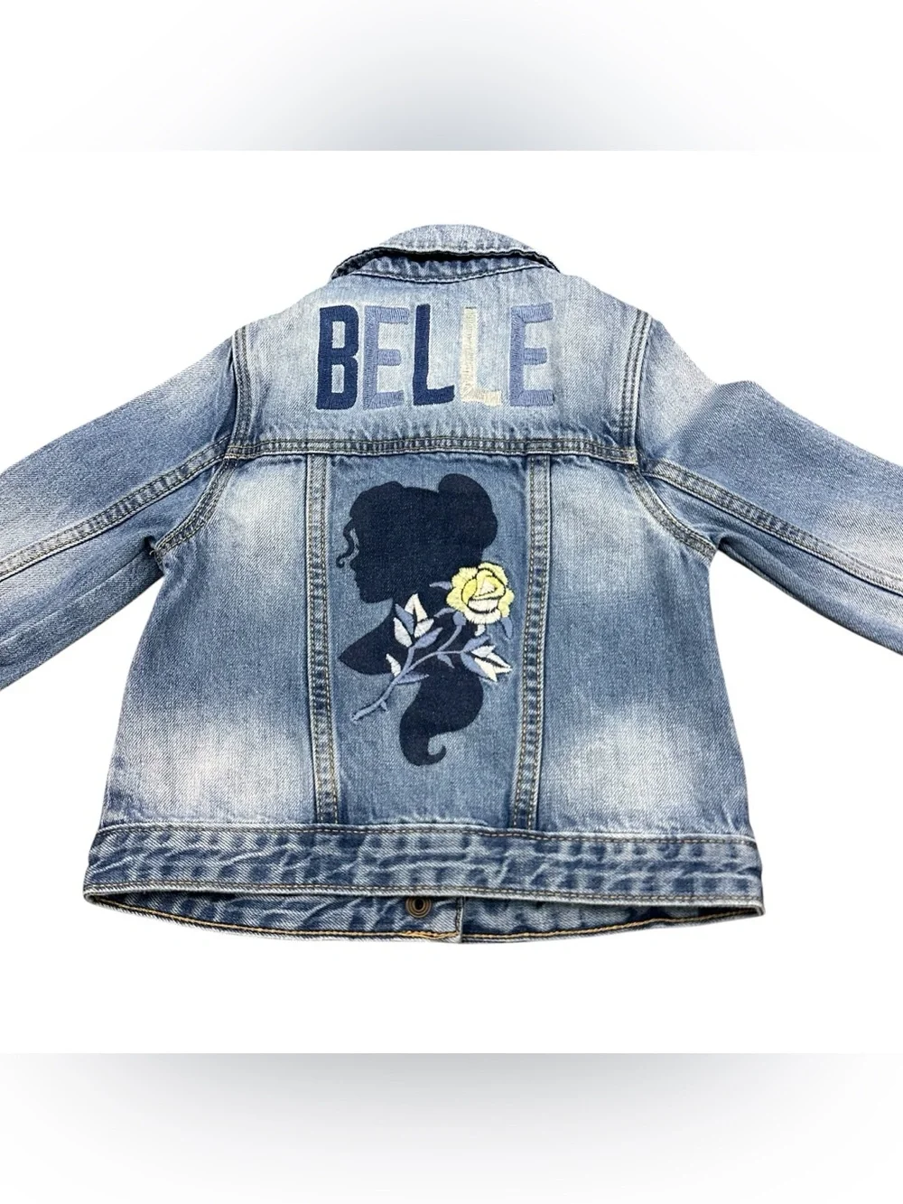 Gap Disney Belle Girls Denim Jacket Beauty & the Beast Embroidered Size Unknown